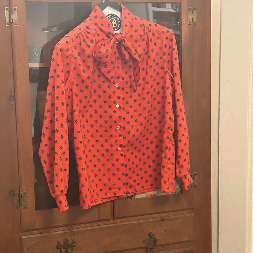 Vintage JCPenney Red Patterned Blouse